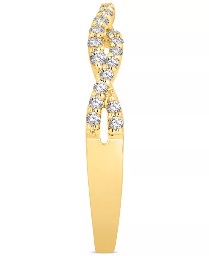 Diamond Twist Crossover Band (1/4 ct. t.w) in 14k Gold Excellent Condition