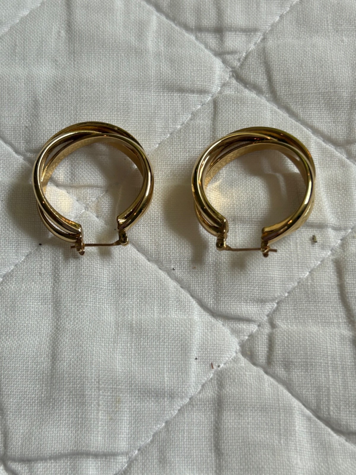 Gold Plated Twisted Metal 1.5 Inch Hoop Earrings
