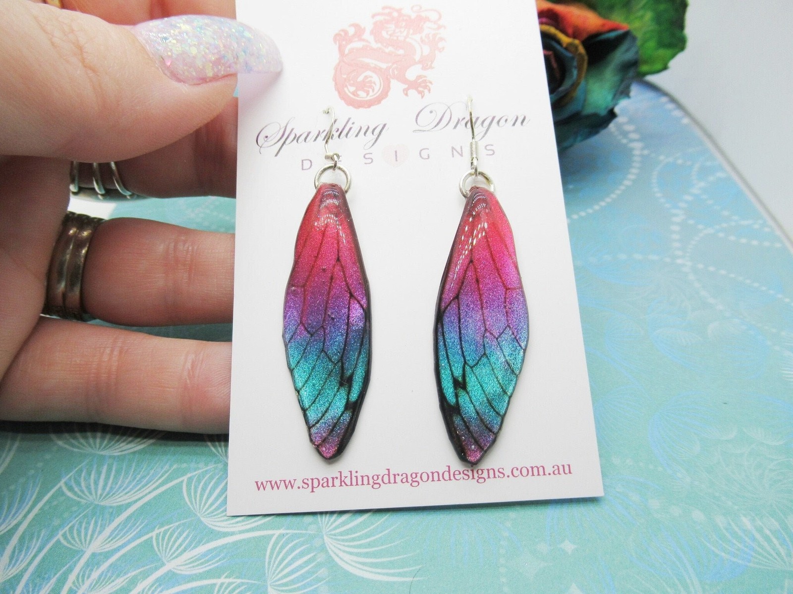 Butterfly Earrings Pink Purple Blue Sparkle – Fairy Jewellery, Fun Gift for her