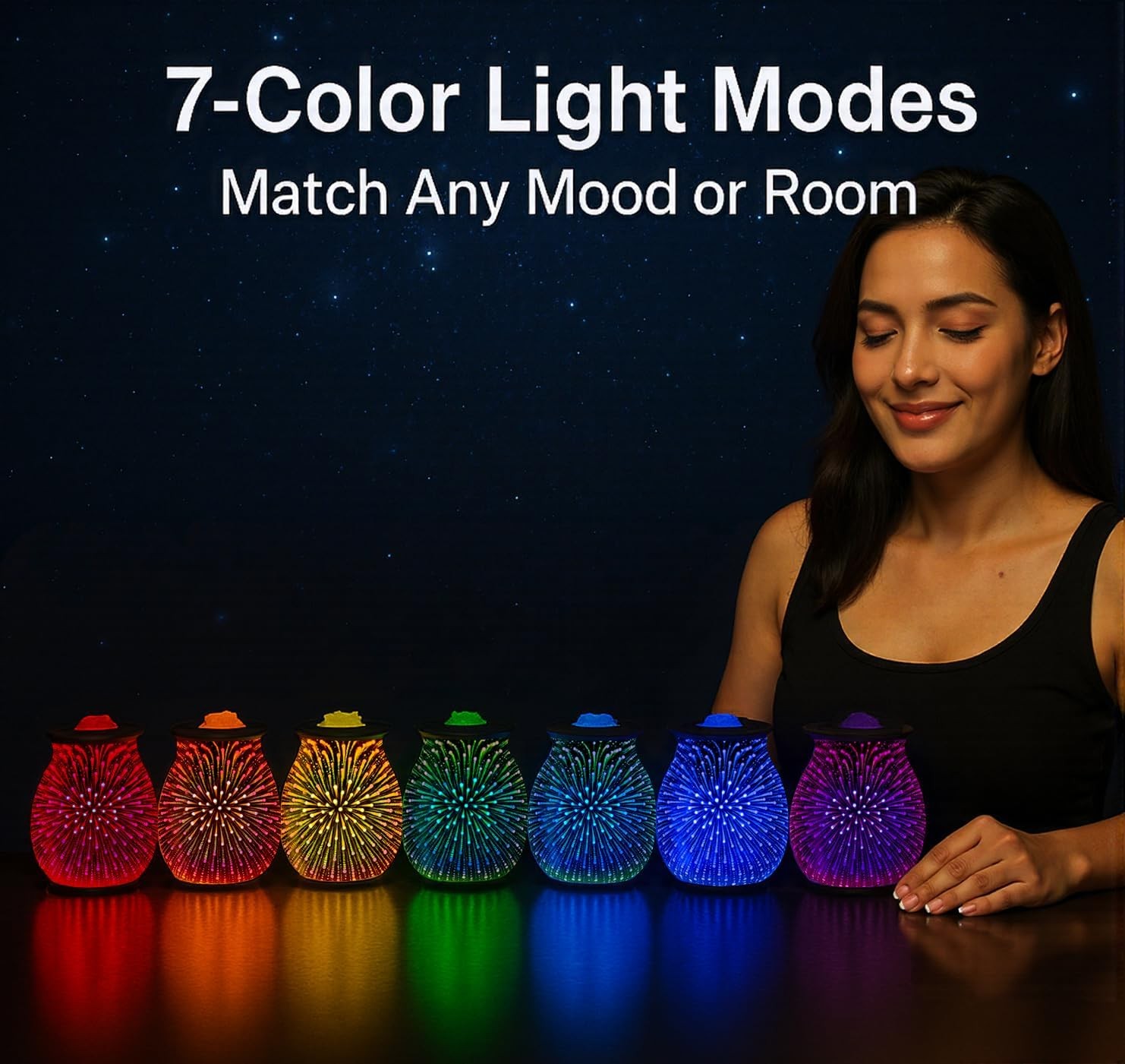 Leyoue 3D Glass Fireworks Electric Wax Melt Warmer with PTC Heating Plate 3d