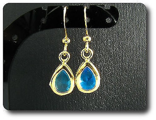 Earrings Sapphire 0 3/32×0 5/16in Gold Plated 18 K-Swiss