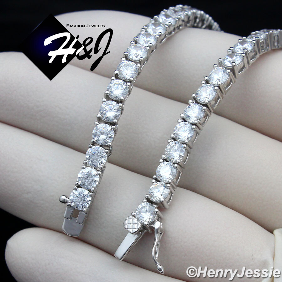 18″-30″MEN SOLID 925 STERLING SILVER 4MM ICY BLING CZ 1 ROW TENNIS NECKLACE*SN10