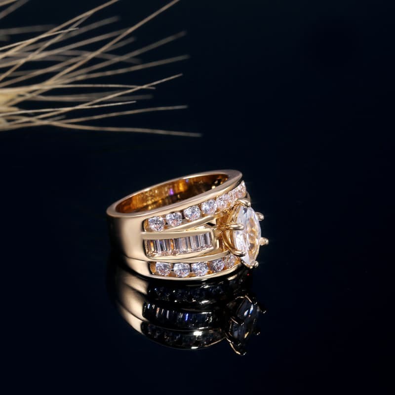 Marquise Cut Lab Created Diamond Wedding Ring Cubic Zircon Diamond Jewellery
