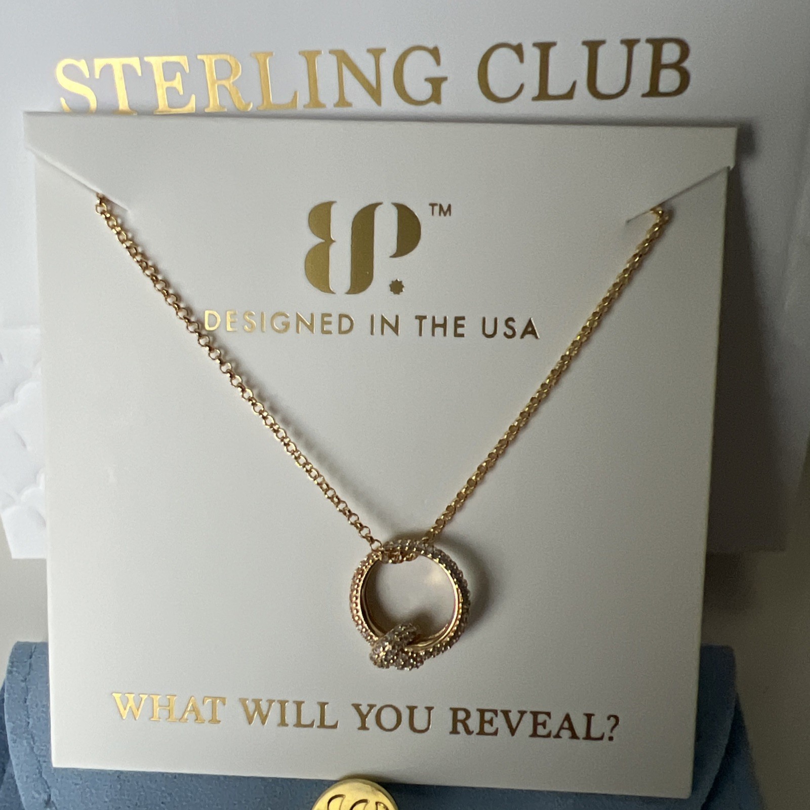 Bomb Party Sterling Club Vermeil “Ardelle Knot Necklace @ Diamond CZ on Gold
