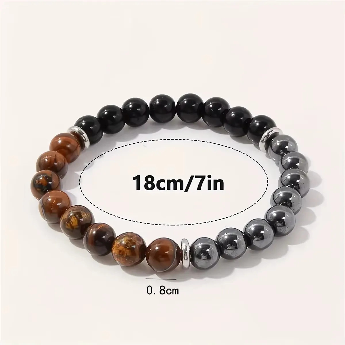 Natural Triple Protection Stretch Bracelet 8mm Tiger Eye Black Obsidian Hematite