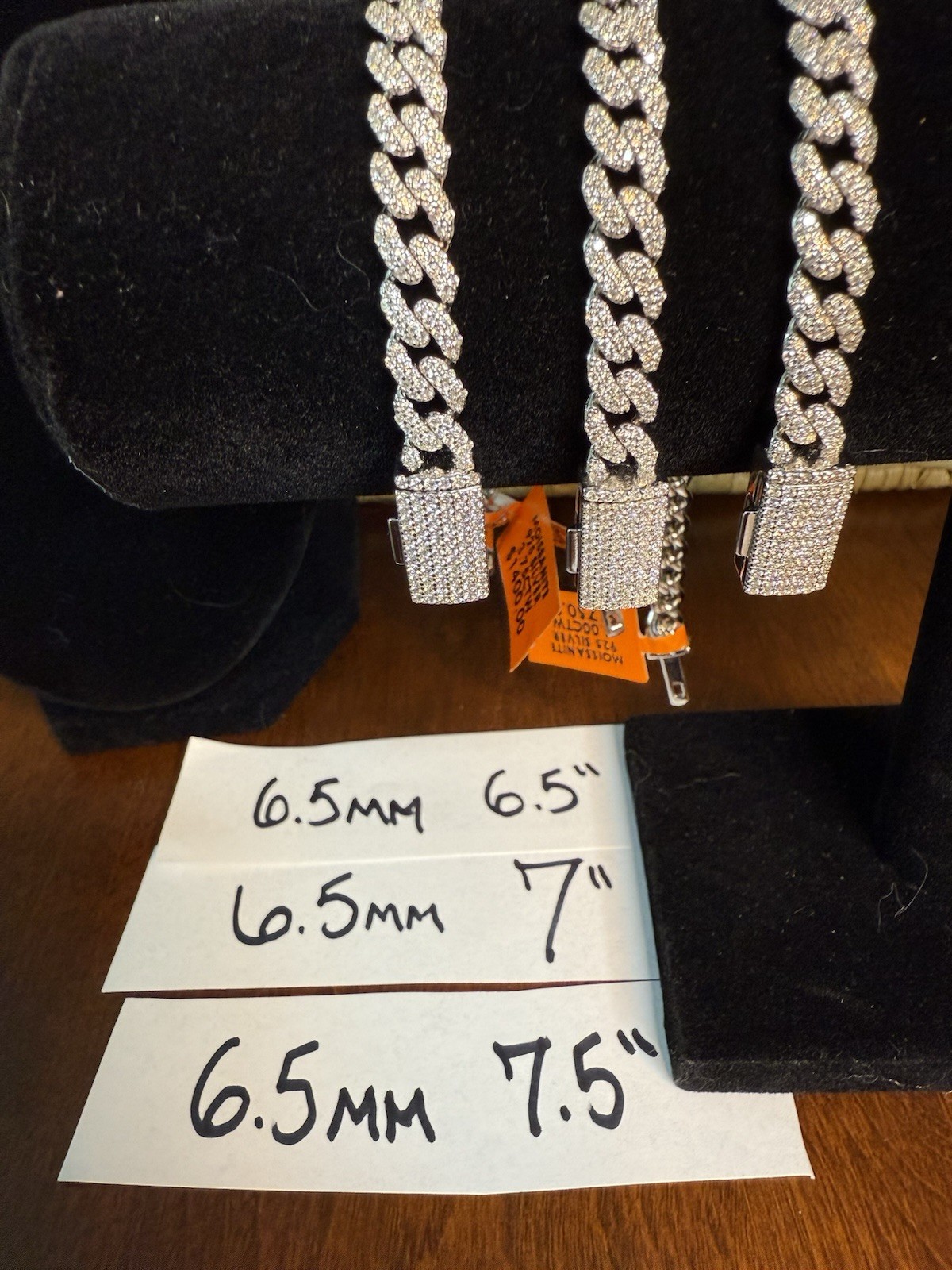 6.5MM Moissanite Miami Cuban Bracelet SOLID 925 Silver 6.5” – 7.0”