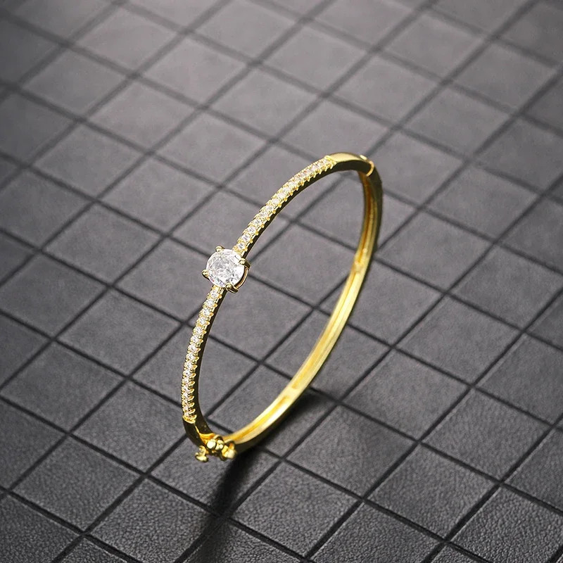 Fashionale Women’s Cubic Zirconia Bangle Silver Color/Gold Color.
