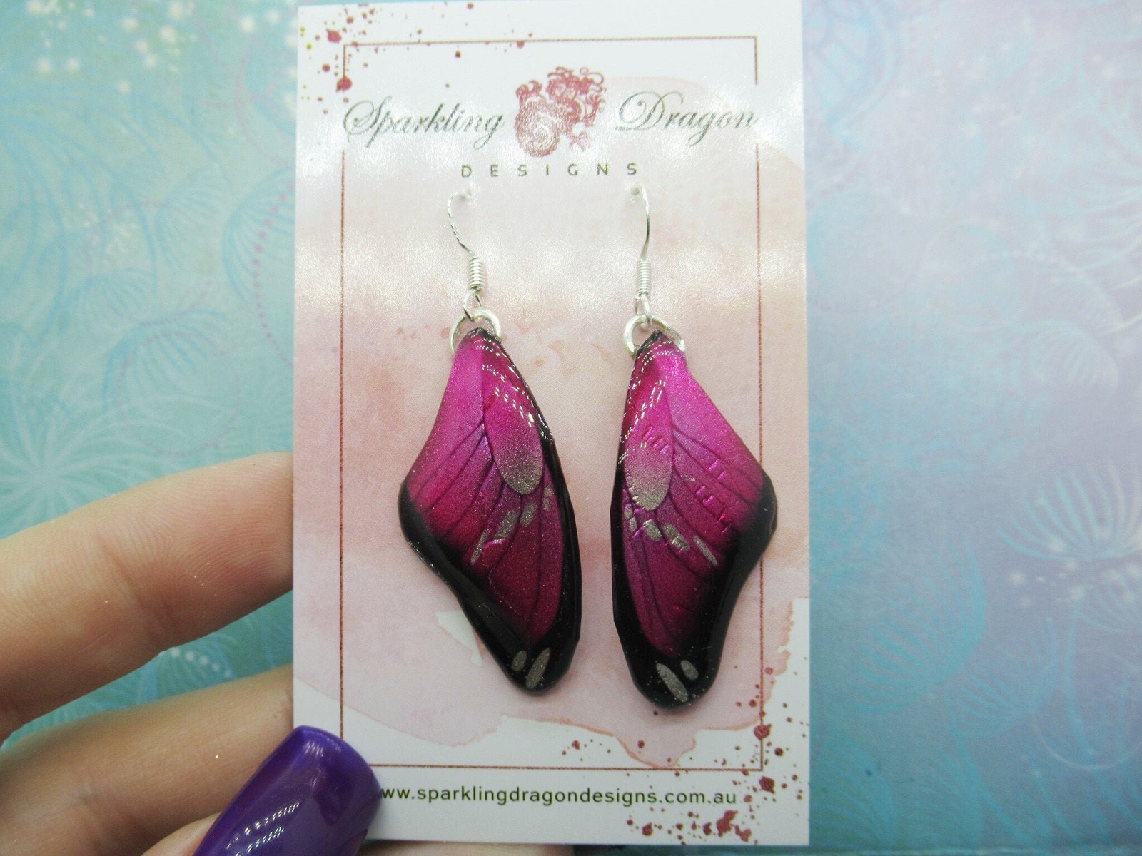 Butterfly Earrings Pink and Black – Fairy Jewellery, Fun Gift for her Fairy