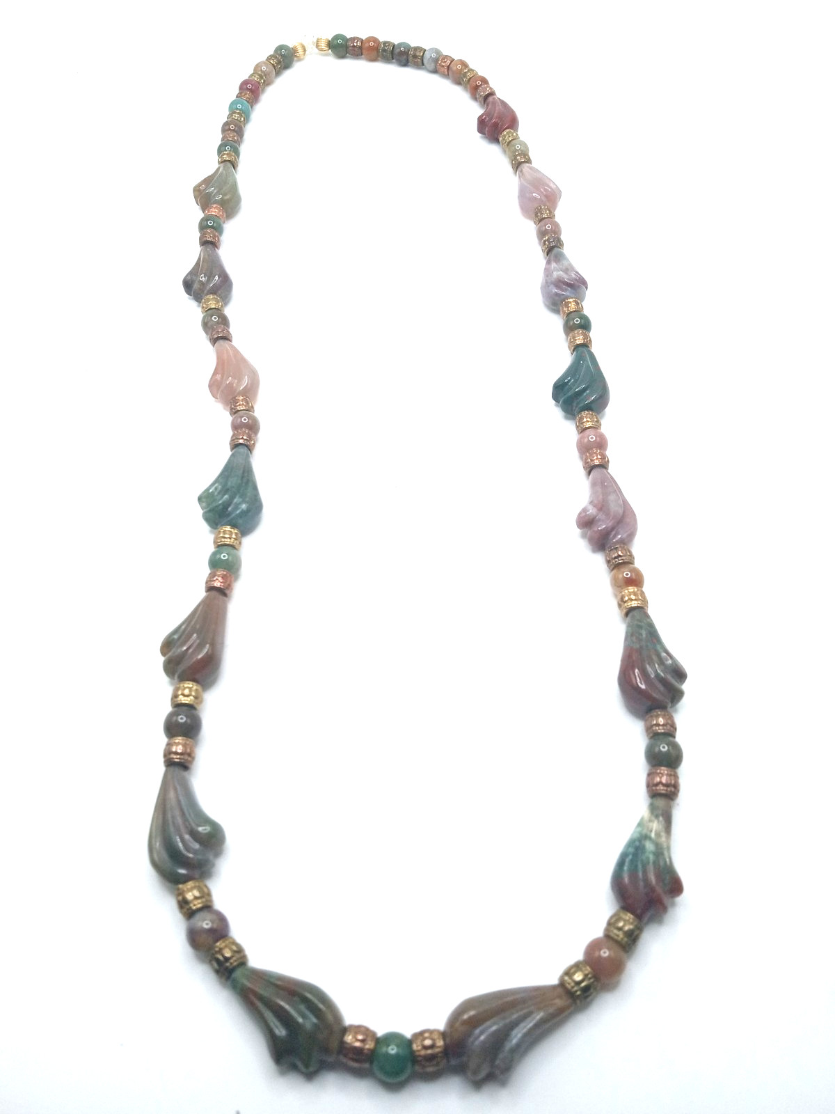 Natural Bloodstone Carved Stone Lavender Red Green Beads Designer 30 In Necklace