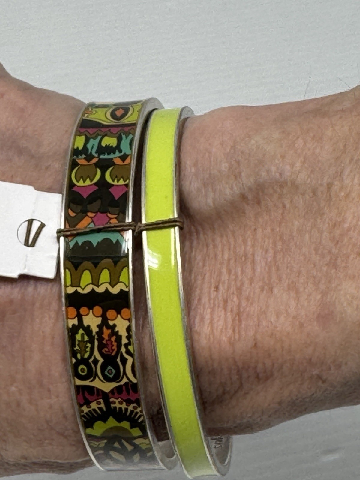 Sakroots Lime Green & Multicolor Bangle Bracelets Lot Of 2 Set Fashion Peace