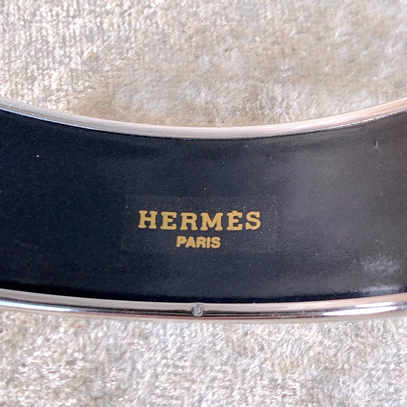 Vintage Hermes Bangle Bracelet Enamel Blue Horse Silver Rim Size 65 with Box