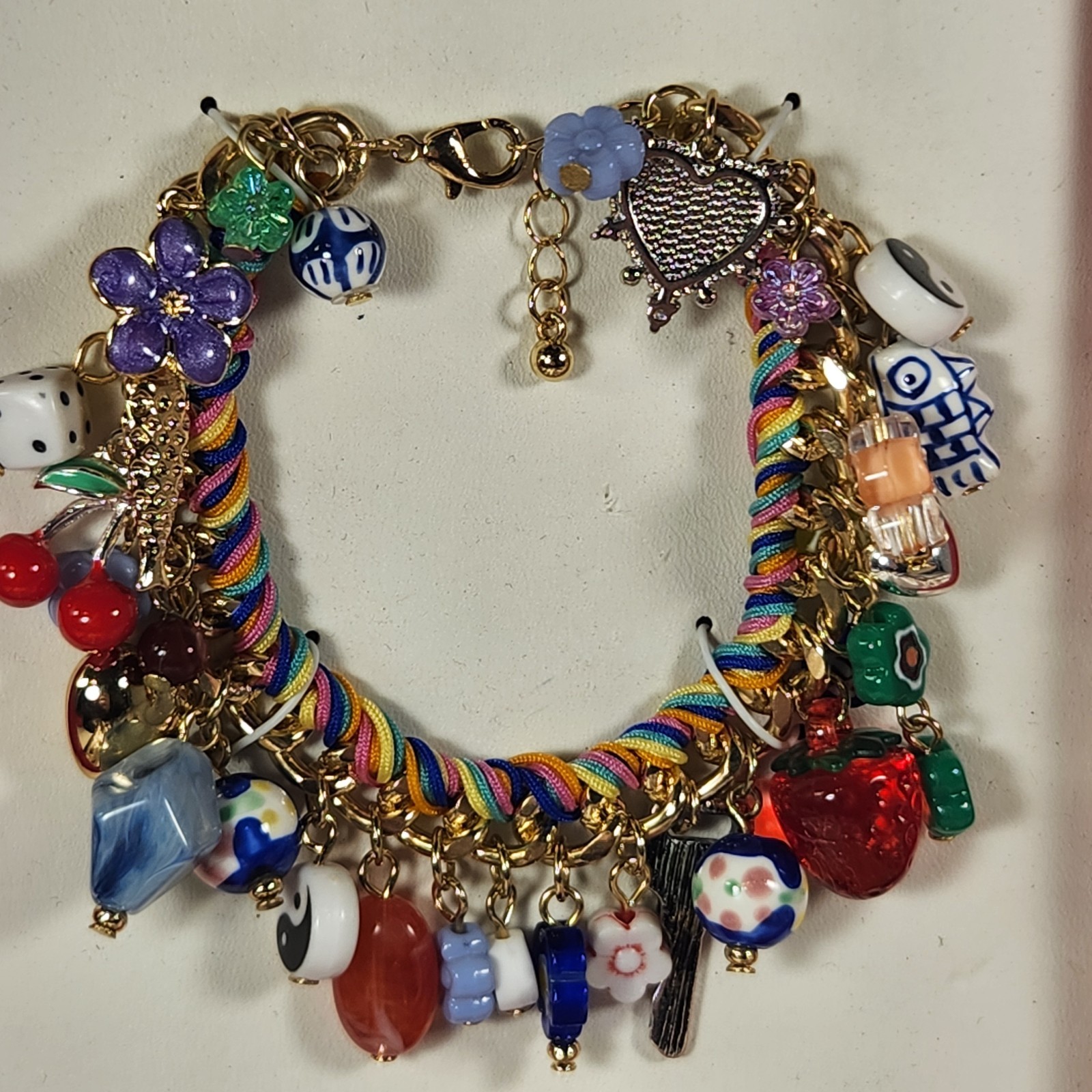 Atterri Bracelet Woman Owned Charm Multi Color Tik Tok Viral Gold Tone