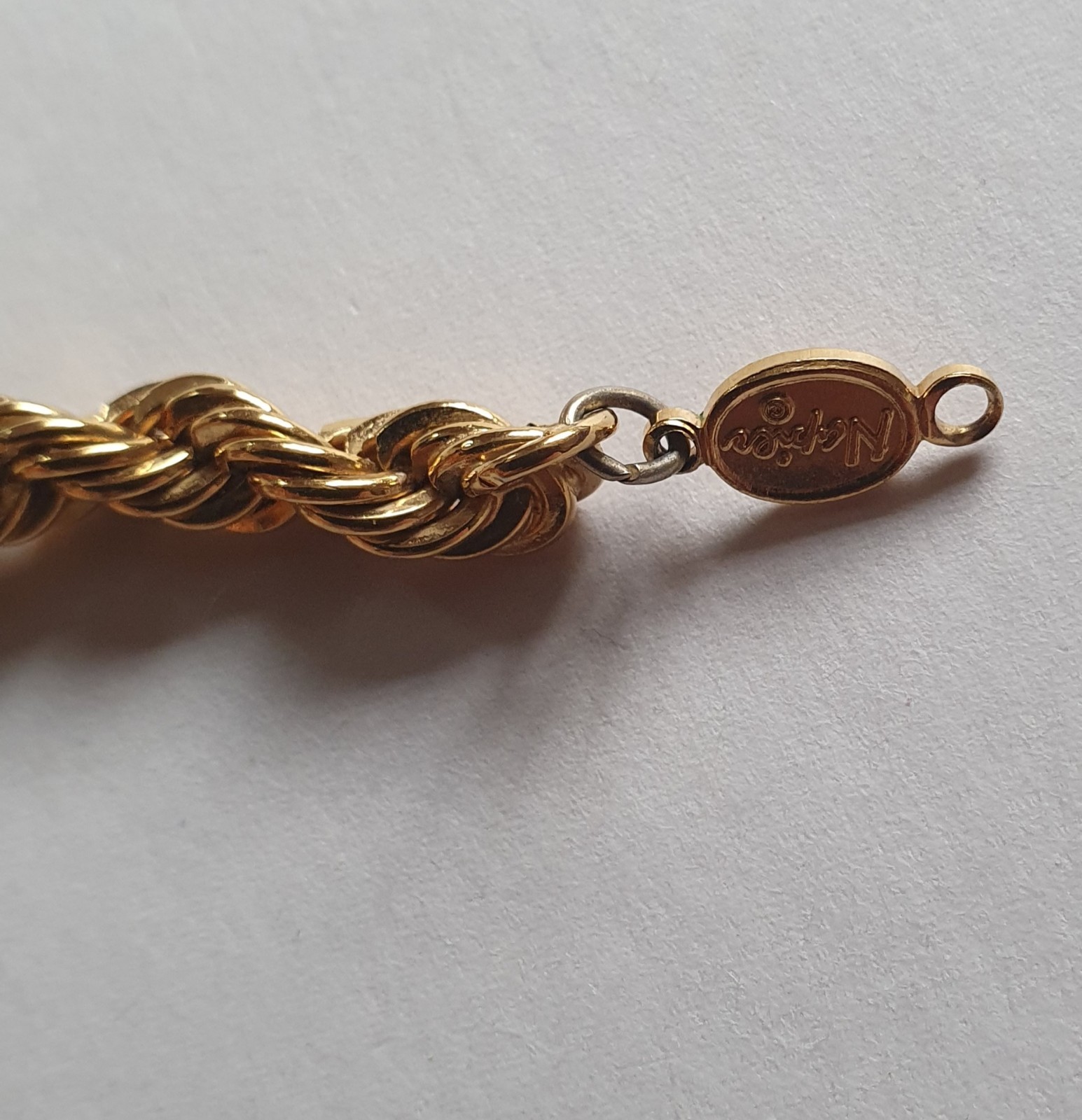 Vintage NAPIER Gold Tone Rope Chain Necklace 75cm Heavy 69g Long Opera Signed