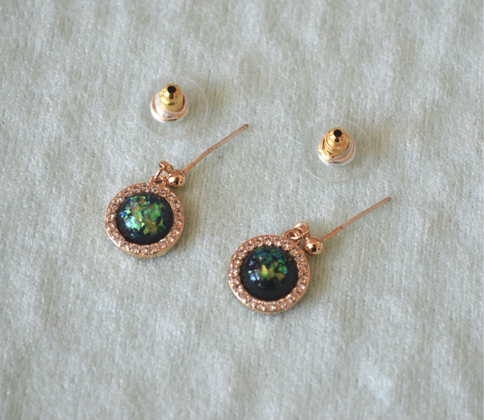Green Gemstone Multicolor Stud Earrings