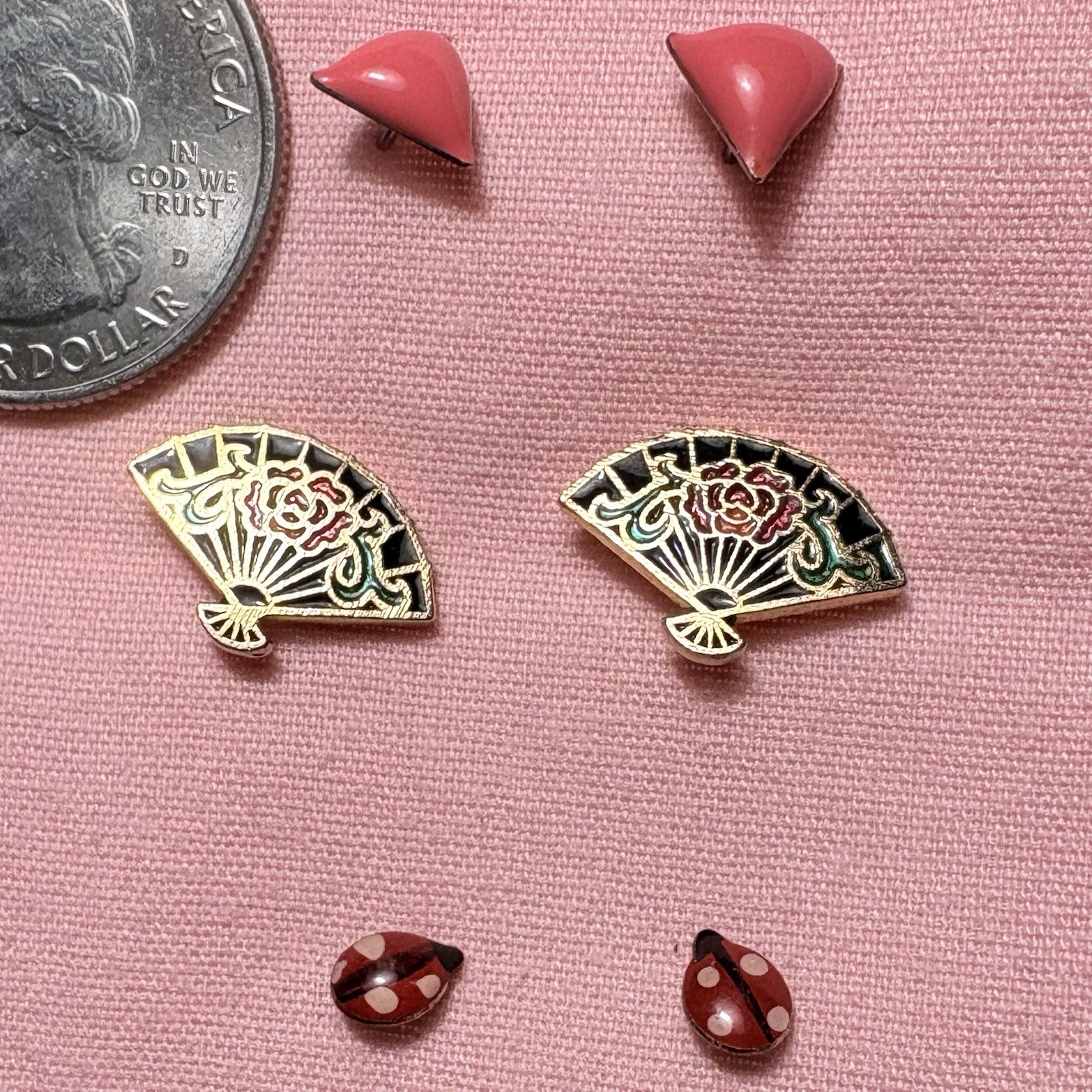 Lot 8 Pair Pierced Earrings Cross Rhinestones AB Cloisonné Post Stud Wearable