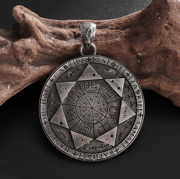 New Retro Seals of the Seven Archangels Necklace Steel Pendant Heptagram Jewelry