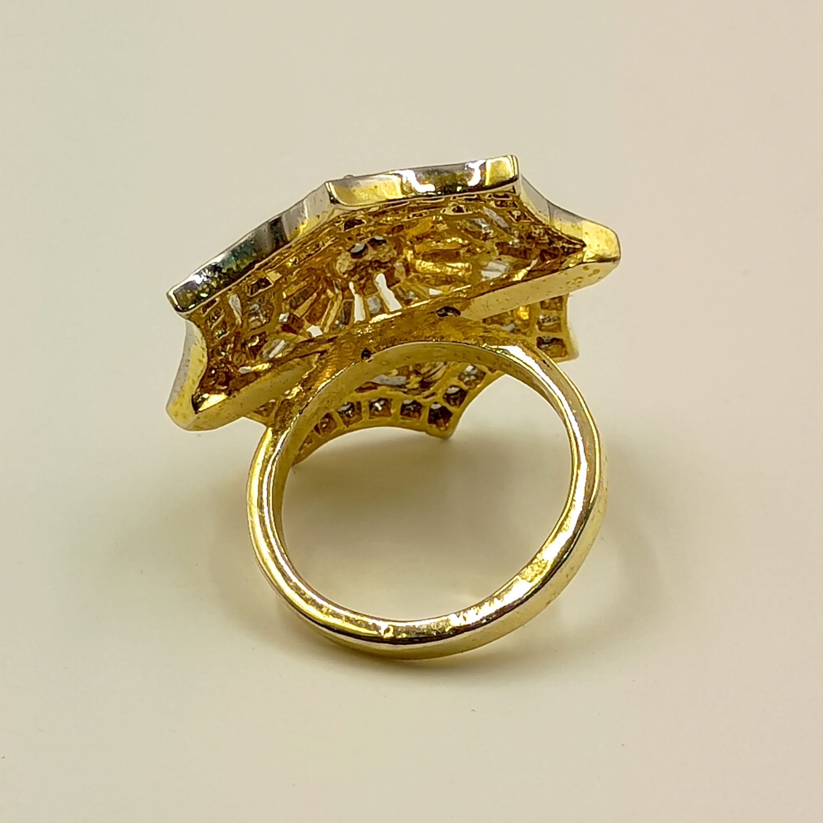 Luxury Handmade CZ Ring 22k Gold Plated South Indian Bridal Fashion Jewelry