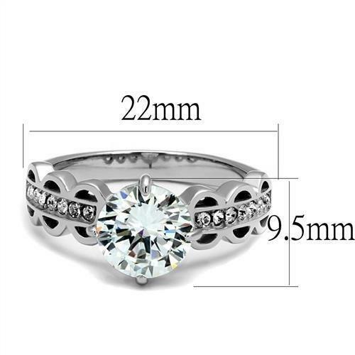 TK2658 – High polished (no plating) Stainless Steel Ring with AAA Grade CZ in