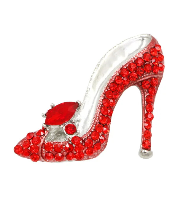 Lady High-Heel Shoe Brooch Rhinestone Crystal Fashion Luxury Female Party Pin