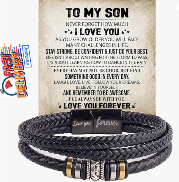 To My Son Gift for Son Bracelet Love from Mom, Dad Forever Birthday, Graduation