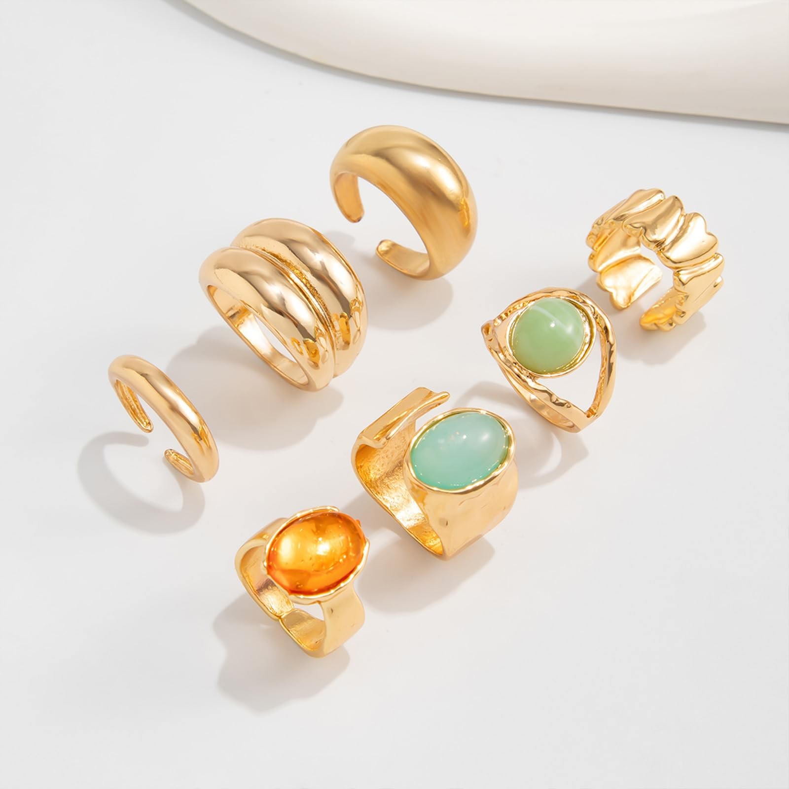 Chunky Gold Rings for Non Tarnish Adjustable Stackable Statement Rings for Ch…