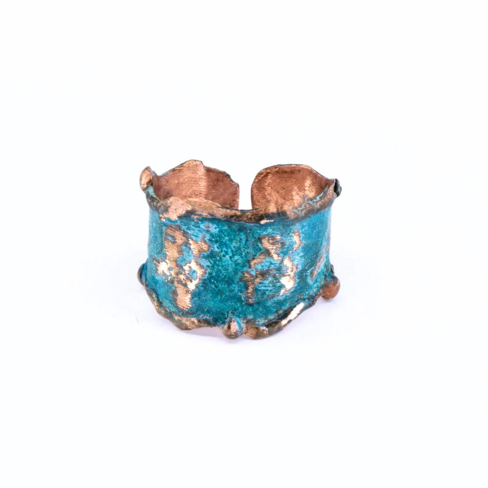 Solid Copper Statement Patina Men’s OR Women’s Ring With Molten Copper Edging