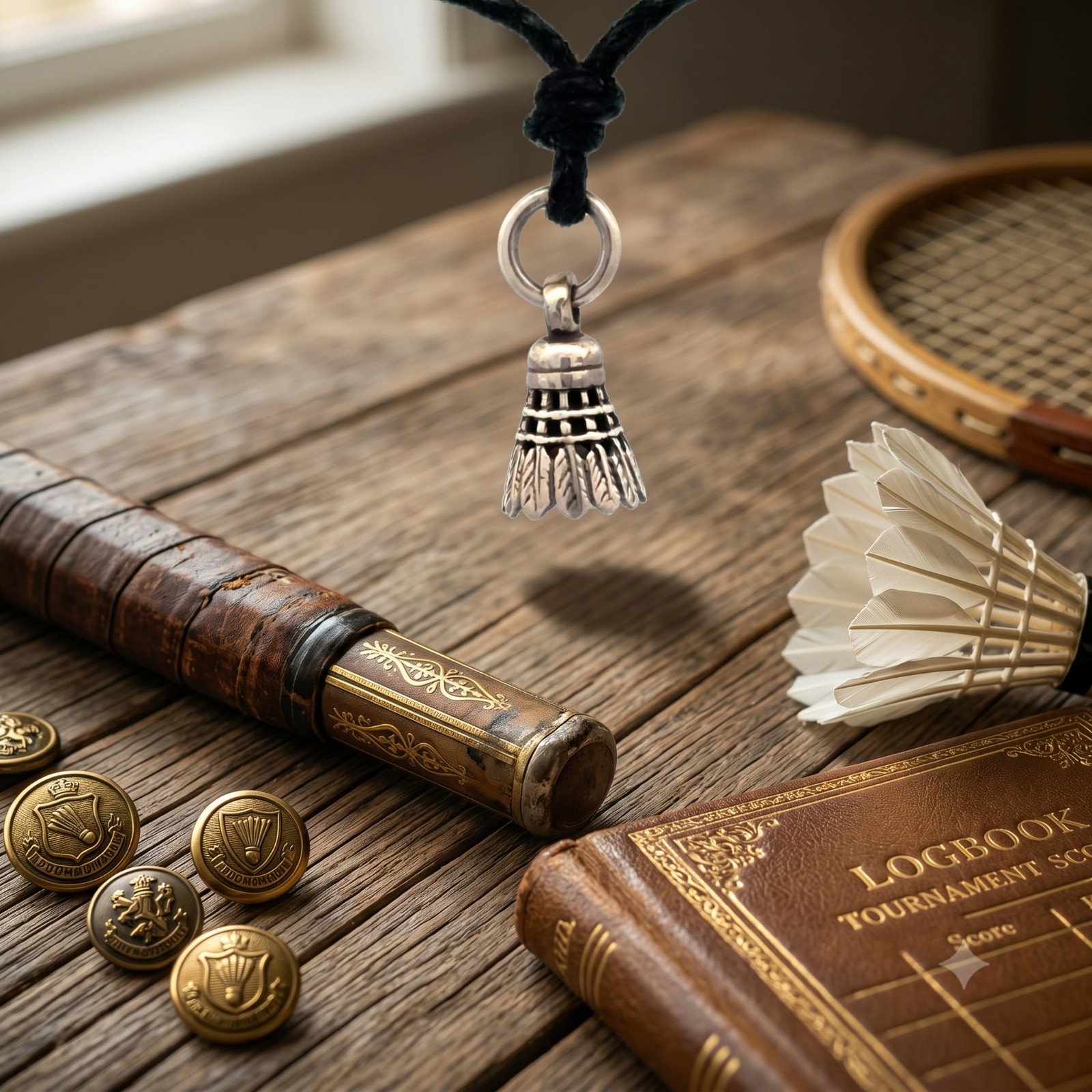 Shuttlecock 92.5 Sterling Silver Gold Brass Charm Necklace Pendant Jewelry