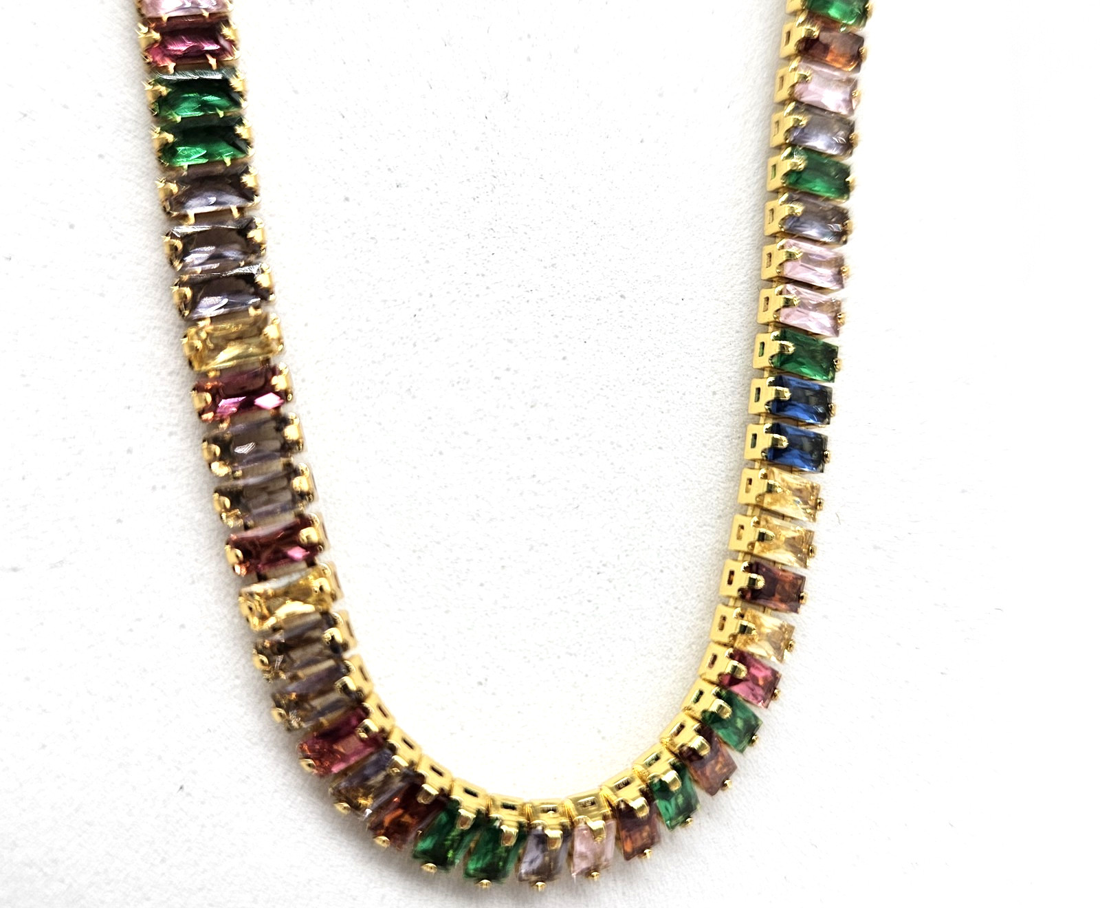 Gold Tone Crystal Bracelet – Multi-Color Tennis Bracelet – Fashion Jewely
