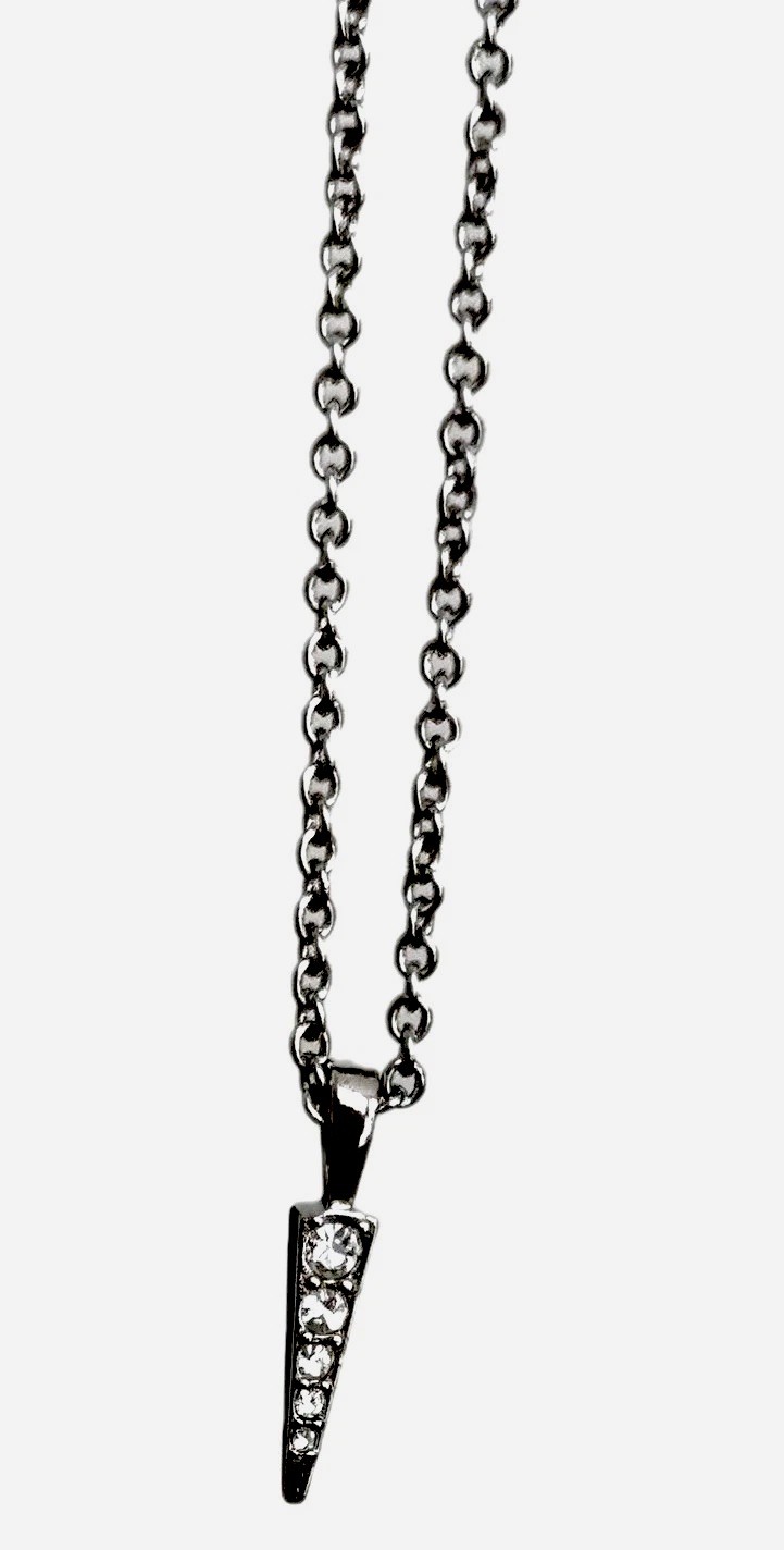 Crystal Rhinestone Stiletto Necklace/ Silver Tone/ Very Good Used Condition