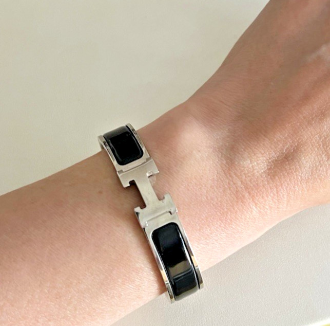 Authentic HERMÈS Clic H Bracelet PM – Black Enamel Palladium w/ Box & Pouch