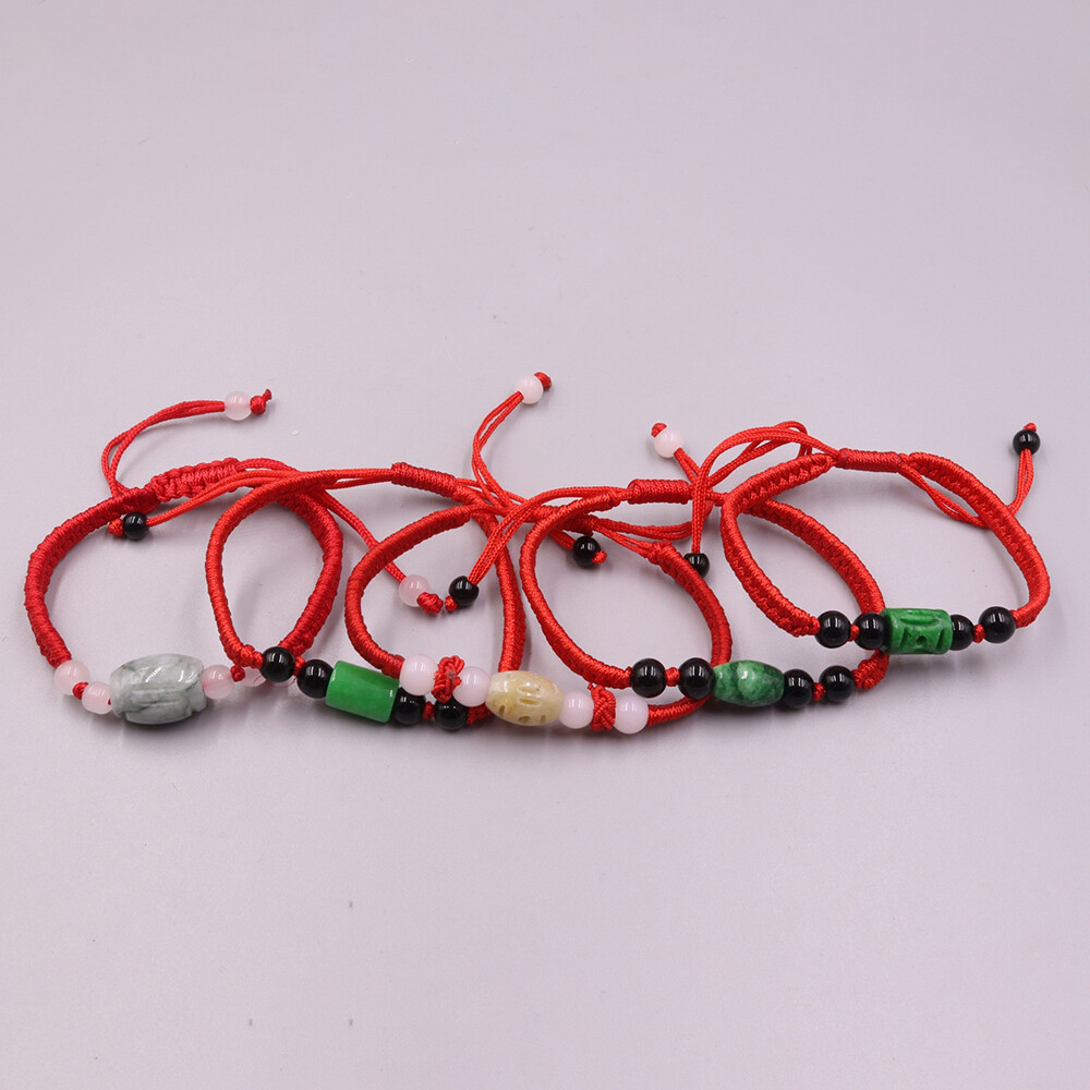 5pcs Real Grade A Natural Jade Women Gift Lucky Long Tube Beads Bracelet