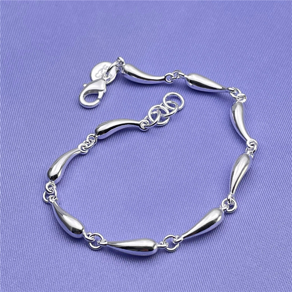 925 Sterling Silver Temperament Fashion Charm Jewelry Water Drop Bracelet Chain