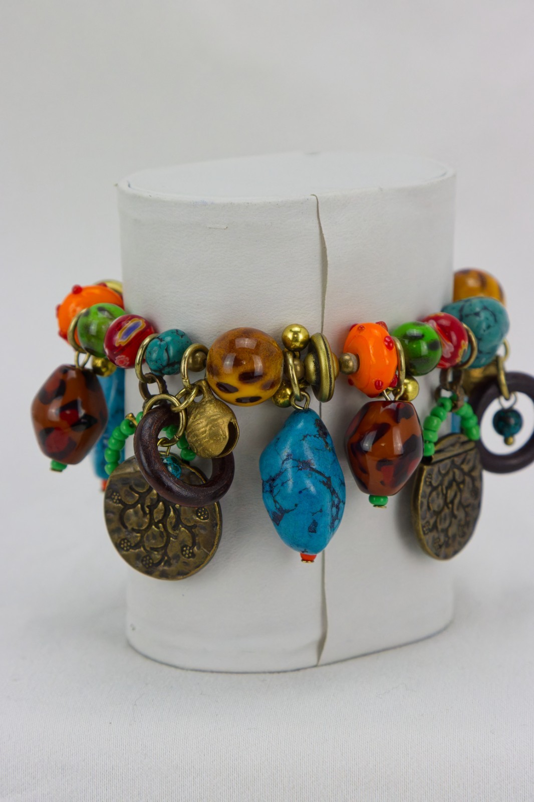Treska Stone, Glass, Resin and Metal Stretch Bracelet, 71gr