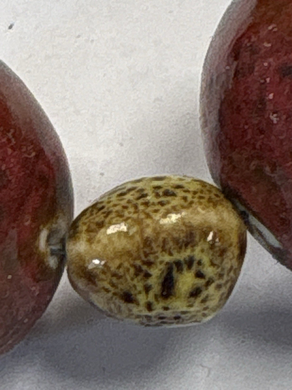 Vintage Red Yellow Mottled Bead Necklace Statement Necklace 204g 40cm