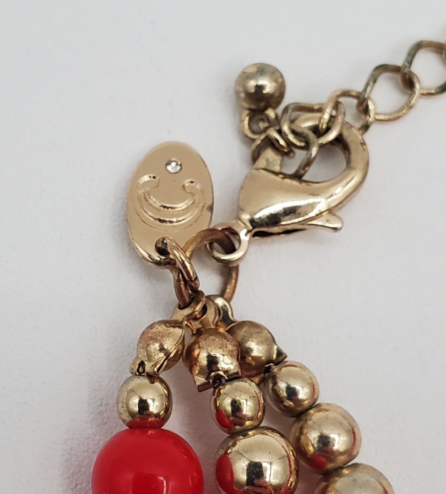 CC Nautical Set Necklace 19in Red Bead Triple Strand Blue Anchor 2 Sailboat Pins