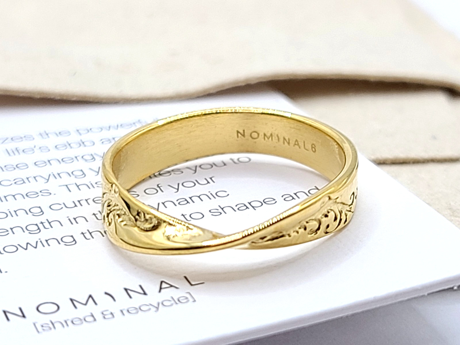 Nominal Tidal Wave Ring sz US 6 18k Gold PVD