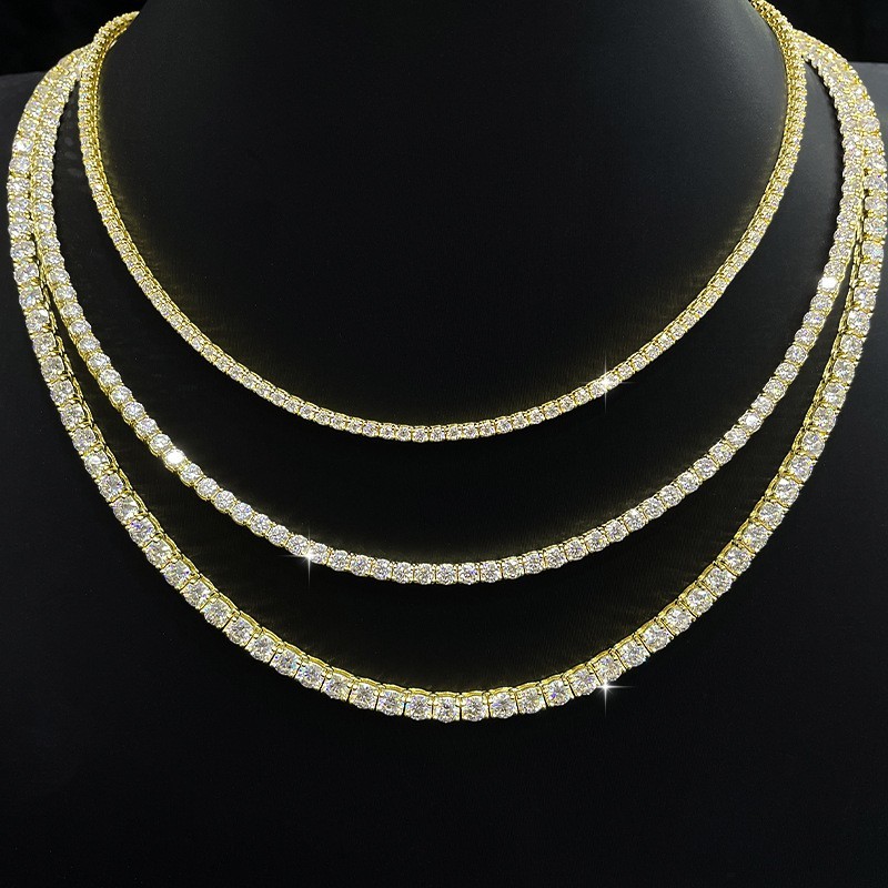2-6.5mm D VVS1 MOISSANITE Tennis Chain Bracelet 925 Sterling Silver – Men Women
