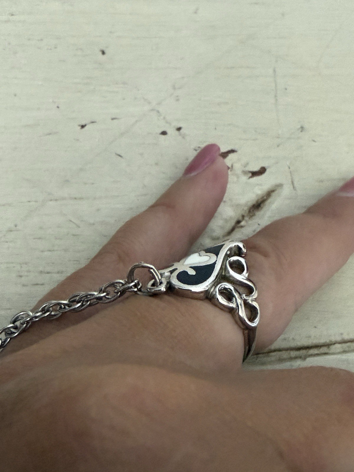 Heart Pendant Beaded Necklace & Heart Slave Bracelet Ring Set Boho Statement