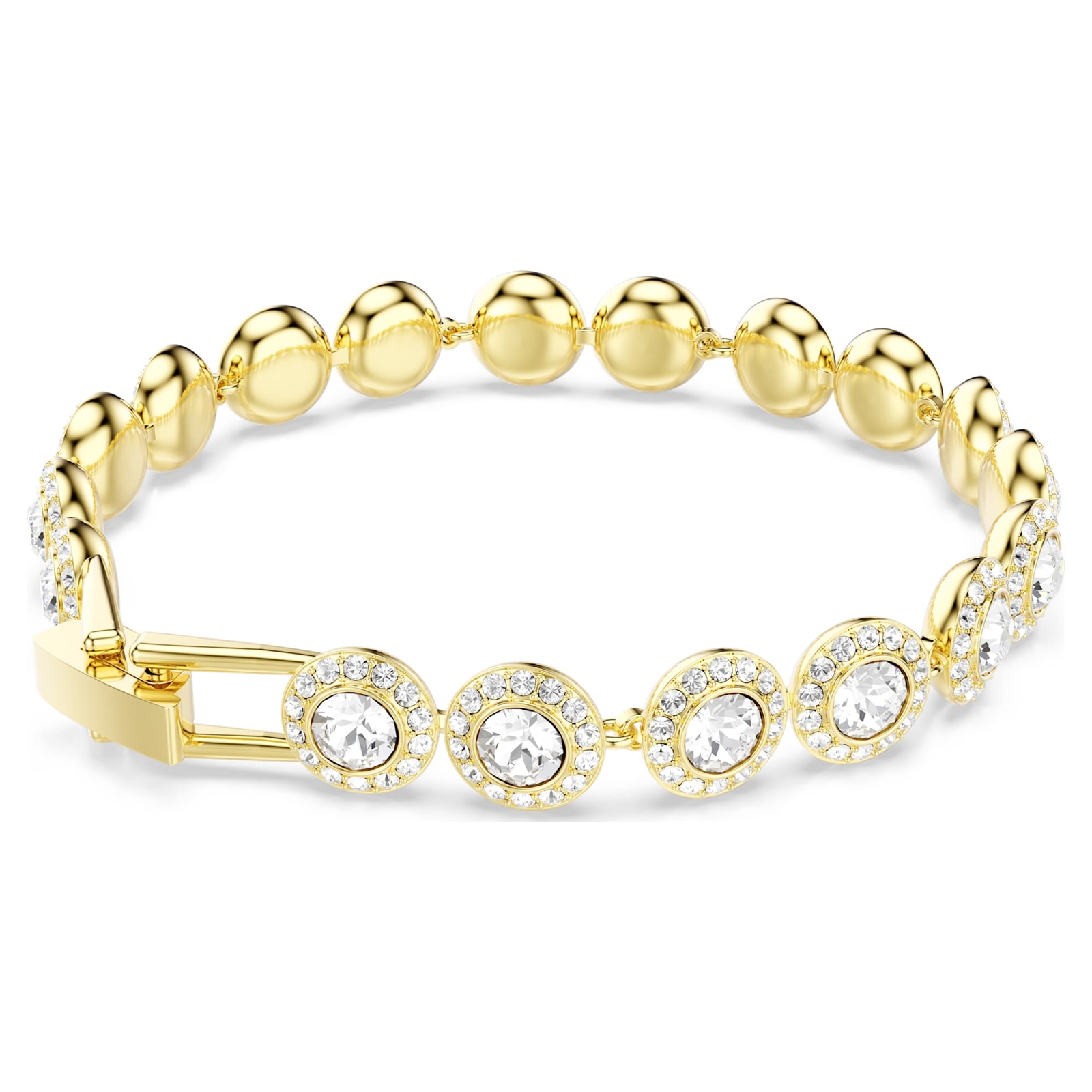 Swarovski Una Angelic Tennis Bracelet Round Cut, Pavé, Medium, White, Gold-Tone