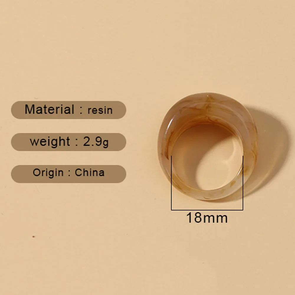Transparent Acrylic Geometric Ring Round Resin Band Lightweight Jewelry