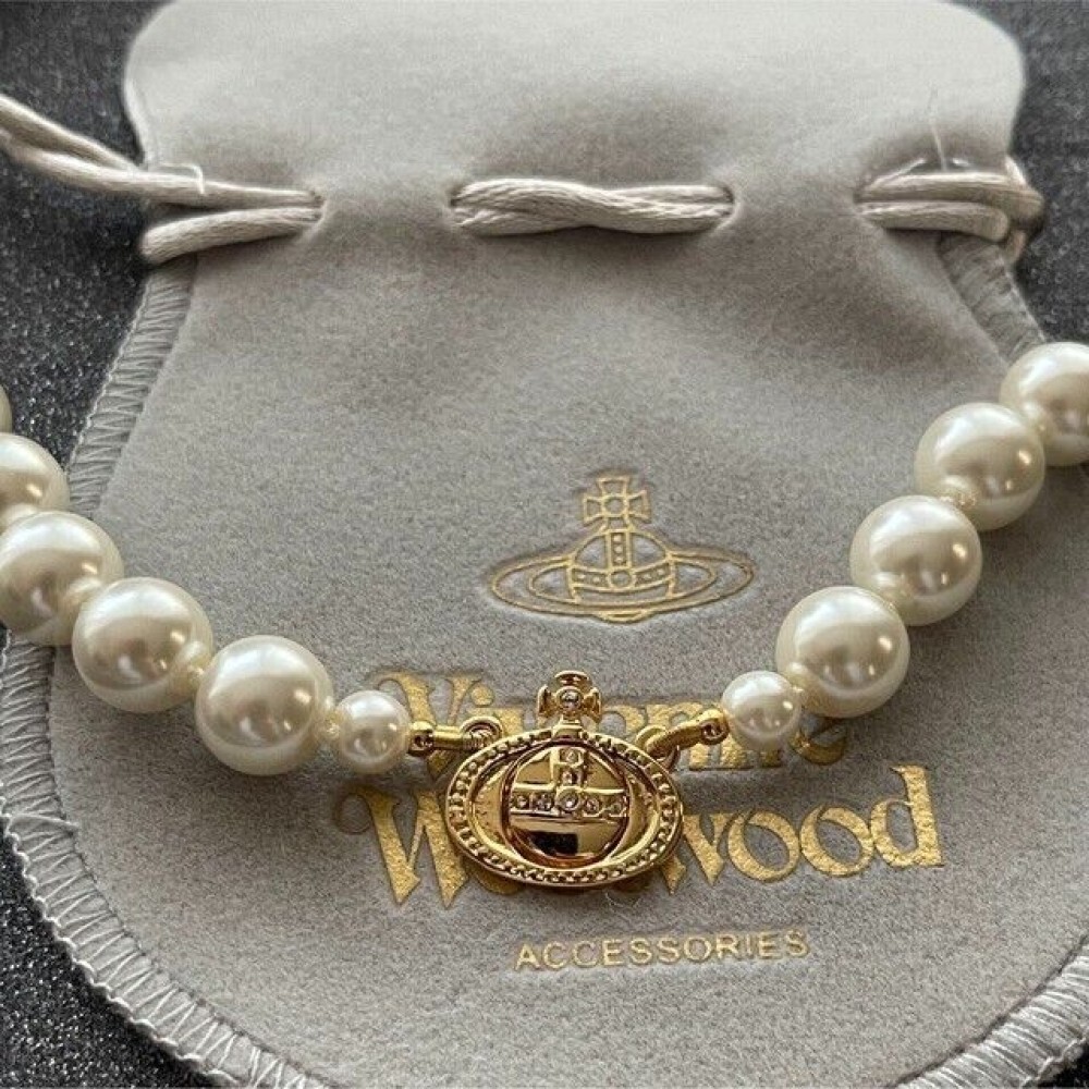 Vivienne Westwood Orb Necklace Choker White 1 Row Drop Pearl 3D Gold Outlet