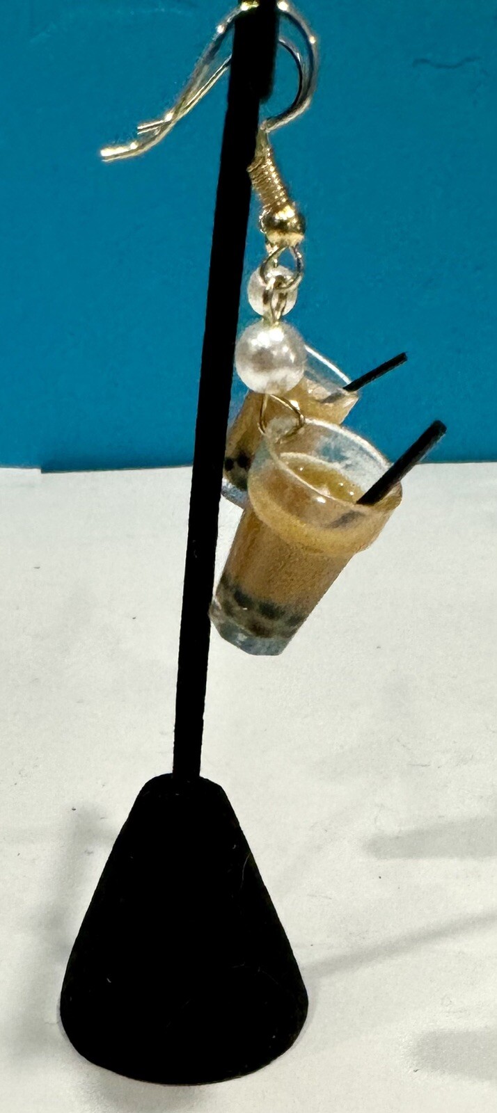 Brown Sugar Milk Boba Tea Bubble Tea Silver Fishhook Earrings