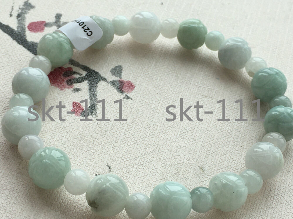 Certified natural A grade jade 6-10mm carving elastic lotus bracelet AAA++