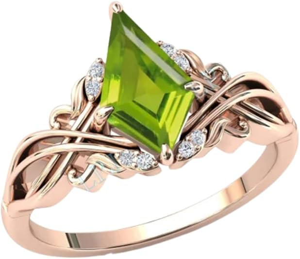 2carat Womens Engagement Ring,Kite Cut Peridot Gemstone Wedding Ring for Women