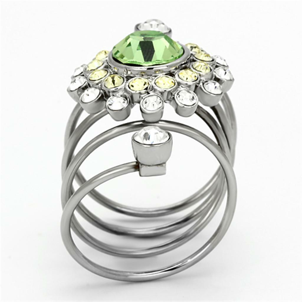 TK1148 – High polished (no plating) Stainless Steel Ring with Top Grade Crystal