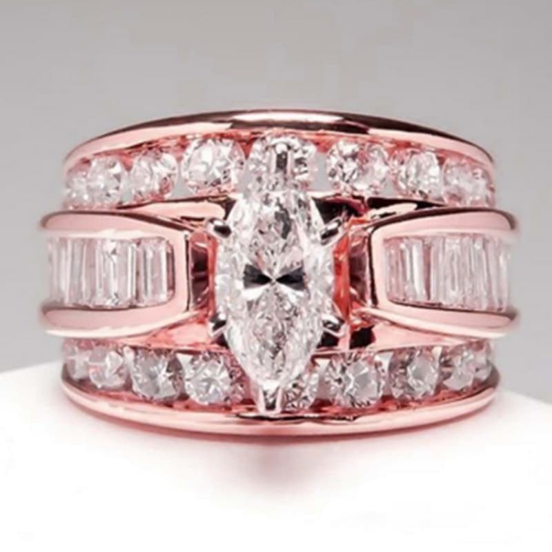 Marquise Cut Lab Created Diamond Wedding Ring Cubic Zircon Diamond Jewellery