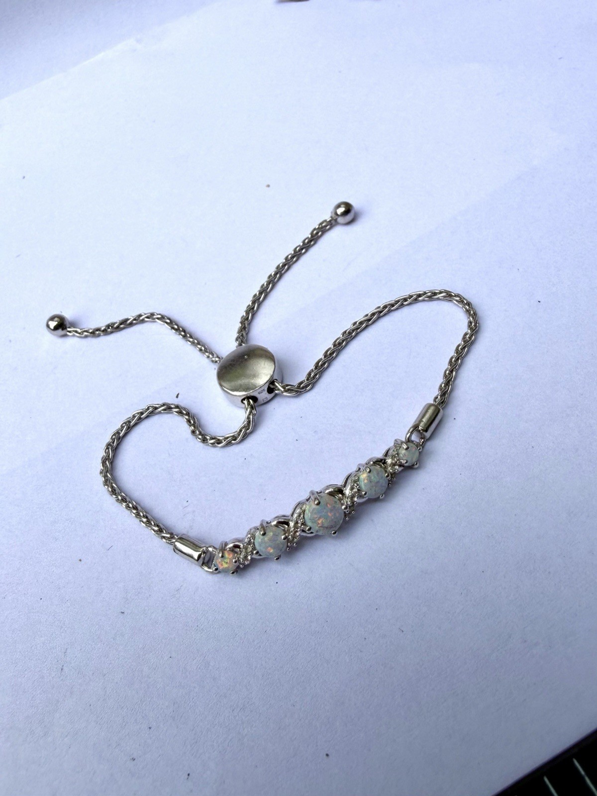 925 Sterling Silver Opal Slide Bolo Bracelet JWBR