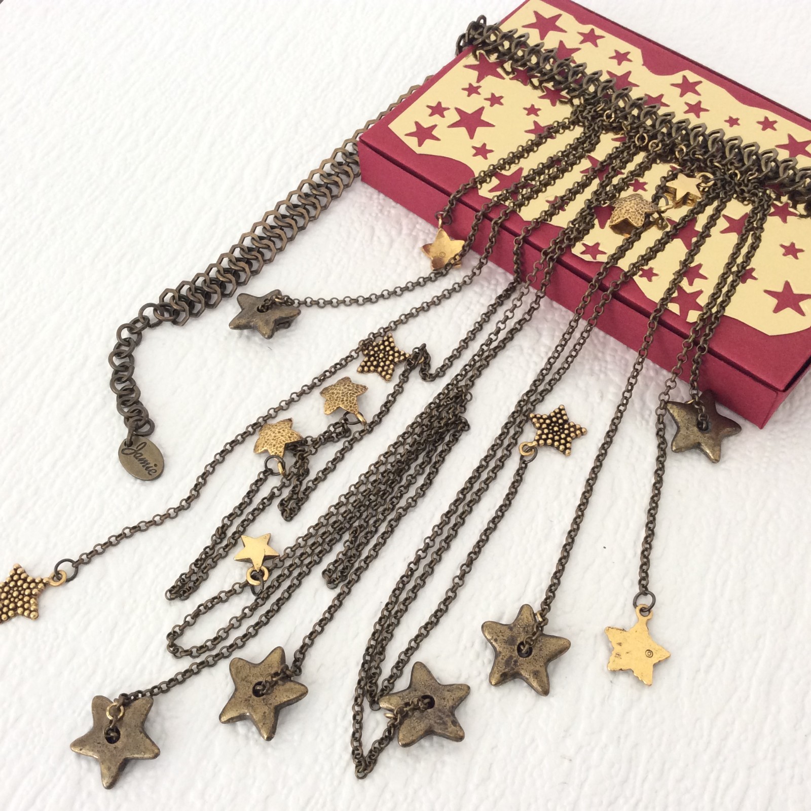Jamie London metal star necklace – Statement bib – Boho – 40cm/15in – Gift box