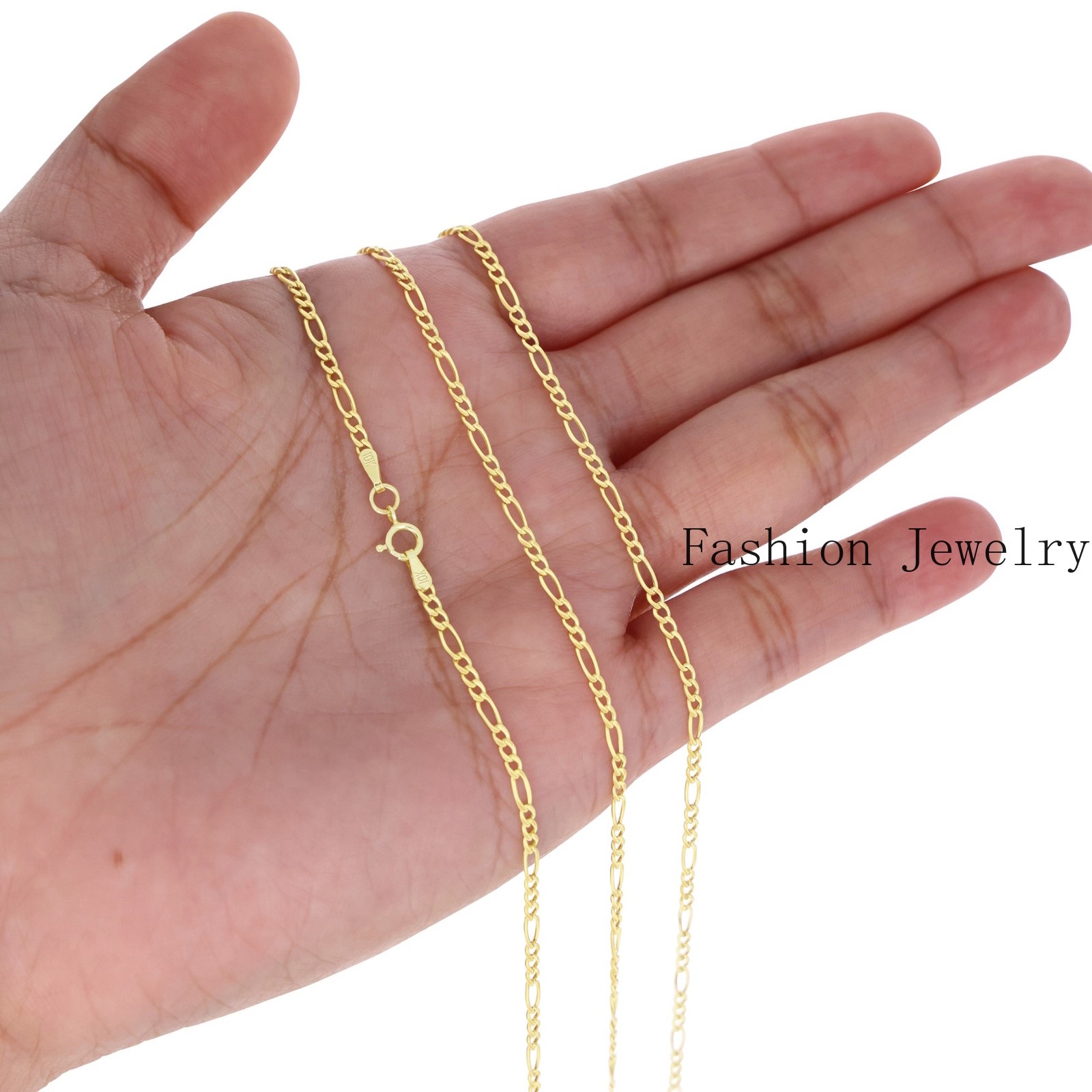 10K Yellow Gold 3.5mm-9mm Italian Figaro Chain Link Bracelet Mens Women 7″ 8″ 9″