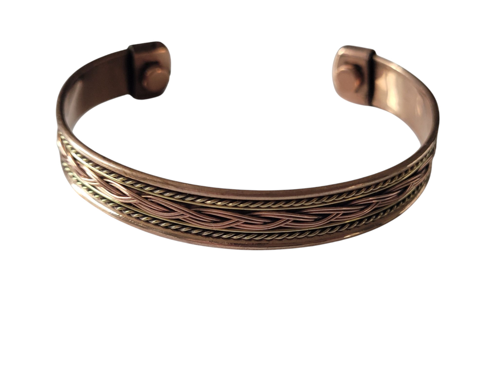 2 Pack Pure Copper Magnetic Bracelet Arthritis Pain Energy Therapy Cuff Braided